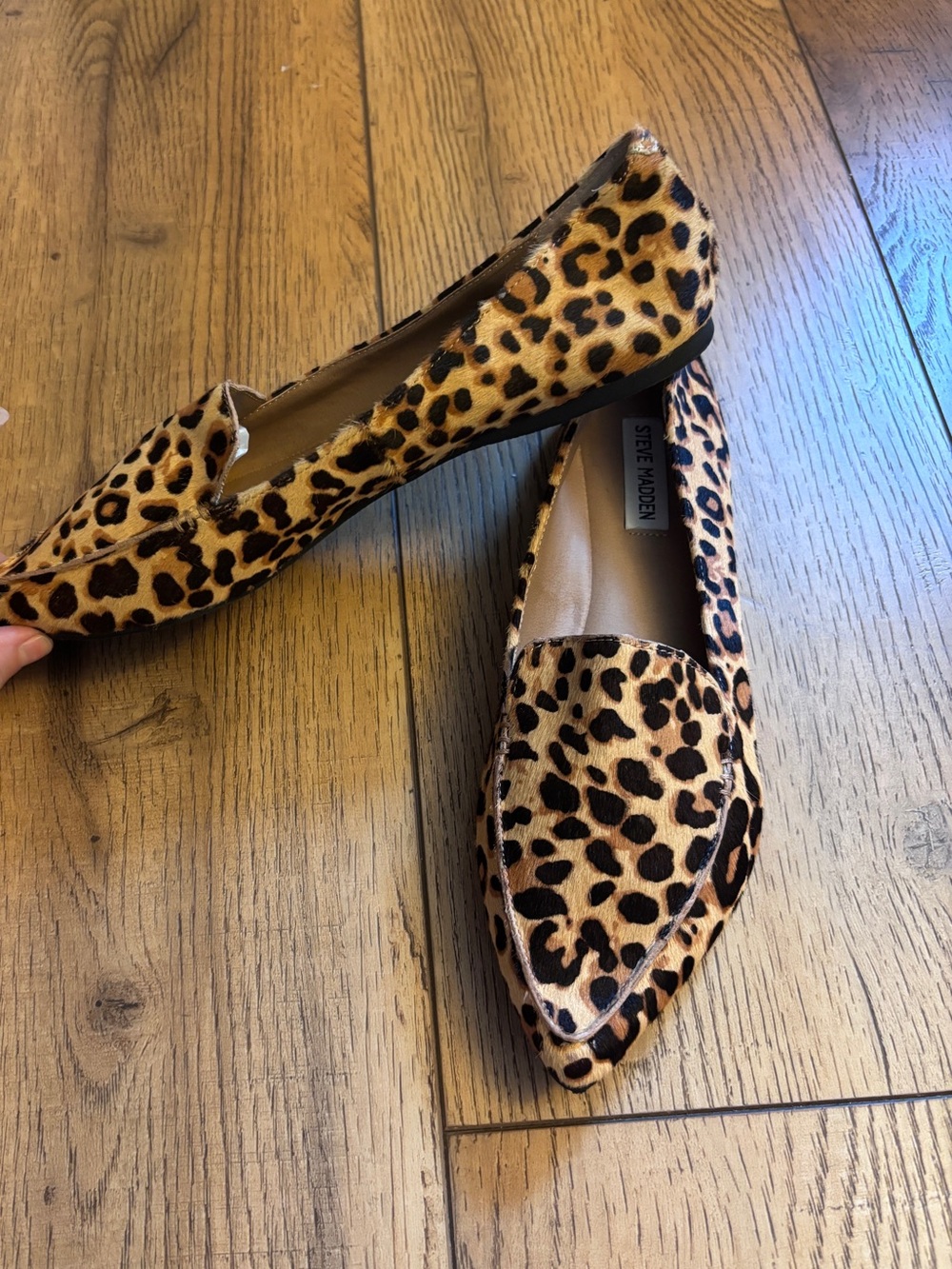 Steve Madden Leopard-Print Pointed Loafers - Tan & Black - Picture 2 of 3